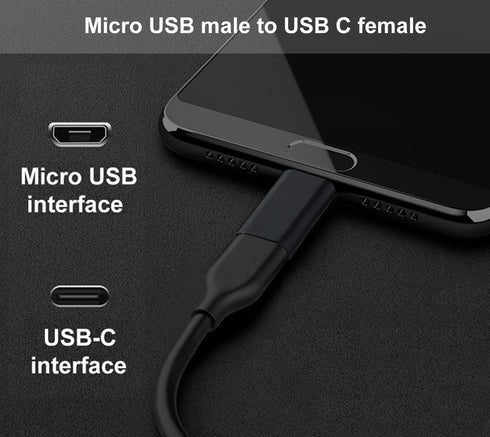 USB C to Micro USB Adapter, Black Type C Female to Micro USB Male Compatible with Samsung Galaxy S7/S6/S5/S4/S3, Note