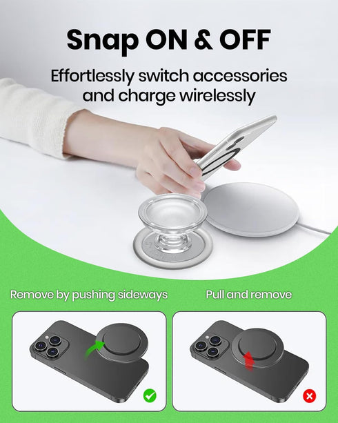 On The Grip OnTheGrip Compatible with Magsafe Magnetic Cute Glass Heart Design Collapsible Mobile Phone Grip Stand