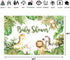 Safari Animals Baby Shower Backdrop 5x3ft Vinyl Multicolor Gold Jungle Baby Shower Background Party Banner
