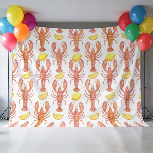 Hokiten Summer 12x8 Backdrop for Photography, Coastal Lobster Brushed Microfiber Fabric Backdrop Curtain for Photo