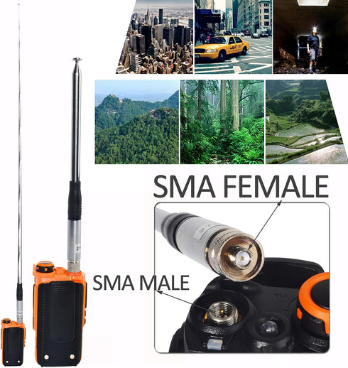 HYS 27Mhz 9-inch 51-inch CB Antenna, SMA-Female Connector, Telescopic/Rod to HT CB Antenna for QUANSHENG Handheld CB