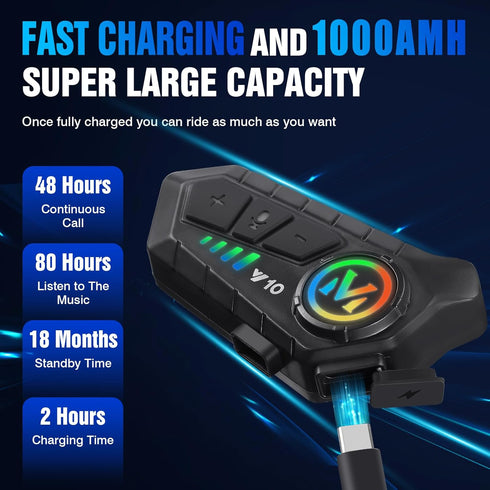 Motorcycle Helmet Speakers with High Battery Life, IPX6 Automatic Answer/Call Music Control, Intelligent Noise/Wake up