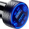 BRCOVAN Car Charger, Dual QC3.0 Port USB Phone Charger Adapter, 36W 3A Fast Charge with Touch Switch & Blue LED