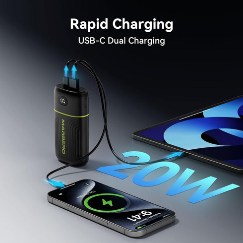 MARBERO 10000mAh Pack 16 15 14 13 12 S22 S21 Portable Charger Mini Power Bank USB C in&out Fast Charging Battery