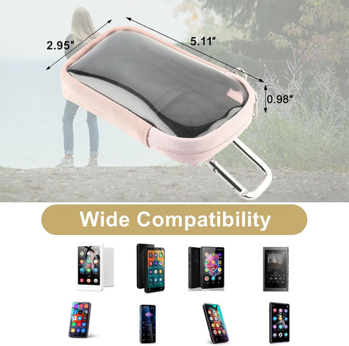 TXEsign MP3 MP4 4" MP3 MP4 (1 Pack) Player Case Bag with Clear Window Travel Carrying Case for Touch Screen Player Case
