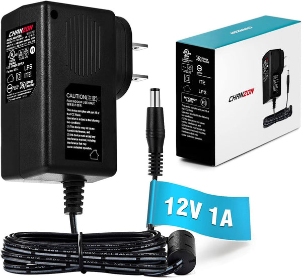 CHANZON 12V 1A 12W Power Supply AC DC Switching Adapter - 12 Volt 1 Amp Wall Wart Converter