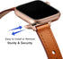 OUHENG Slim Bands for Apple Watch 42mm 41mm 40mm 38mm, Women Genuine Leather Replacement Thin Strap (Brown/Rose Gold)