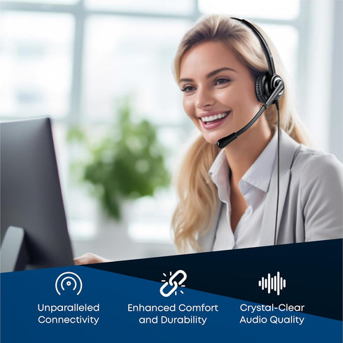 VoicePro 20 Professional USB Headset with Noise Canceling Microphone, HD Speakers, In-Line Call Controls