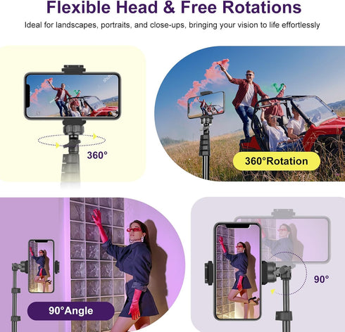UBeesize 62" Phone Tripod & Selfie Stick, Camera Tripod Stand with Wireless Remote and Phone Holder,Compatible with iPhone Android Phone, Perfect for Selfies/Video Recording/Live Streaming Black