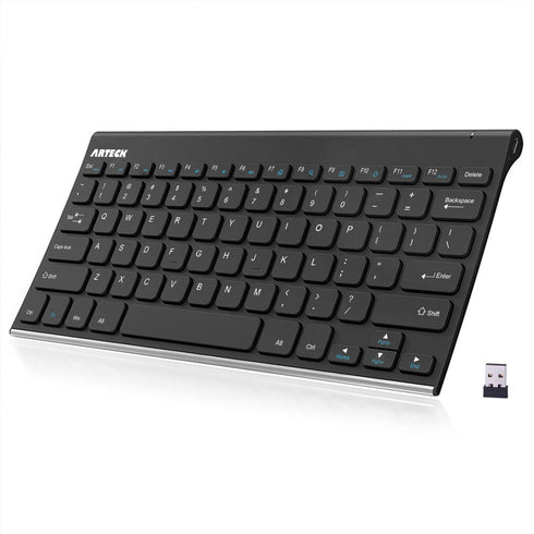 Arteck 2.4G Wireless Keyboard Ultra Slim Stainless Steel for Computer/Desktop/PC/Laptop/Smart TV, Windows 11/10/8/7