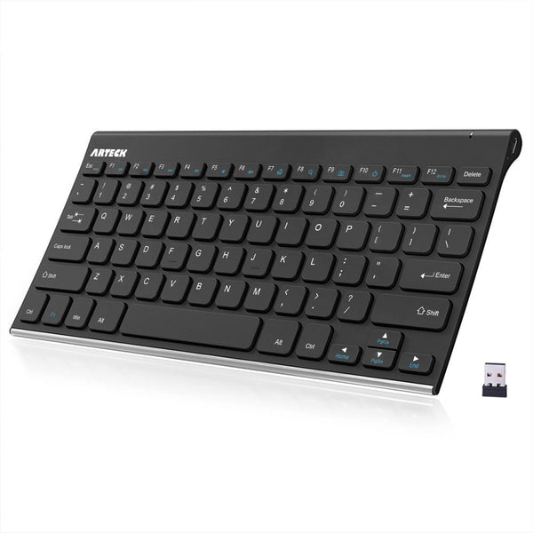 Arteck 2.4G Wireless Keyboard Ultra Slim Stainless Steel for Computer/Desktop/PC/Laptop/Smart TV, Windows 11/10/8/7