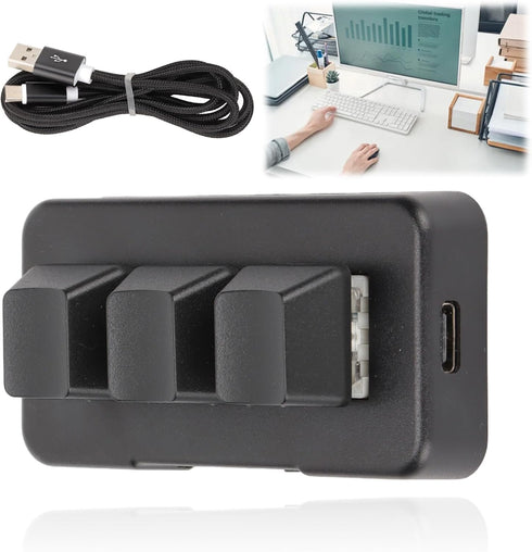 3 Key Macropad, RGB Backlit Programmable Mechanical Keyboard, One Handed USB Shortcut Multifunction Keyboard (Black)