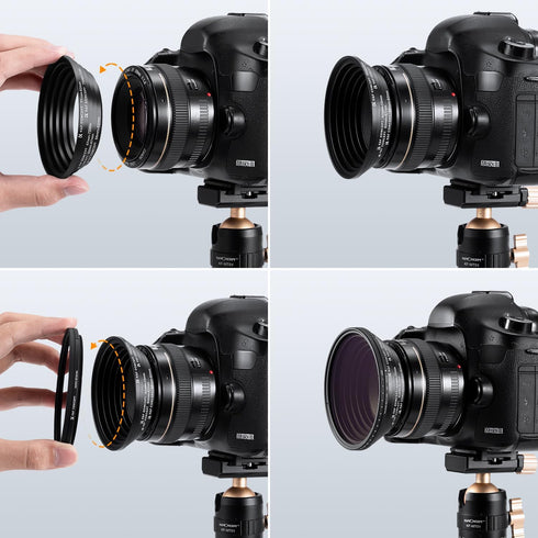 K&F Concept 18 Pieces Filter Ring Adapter Set, Camera Lens Filter Metal Stepping Rings Kit, Black