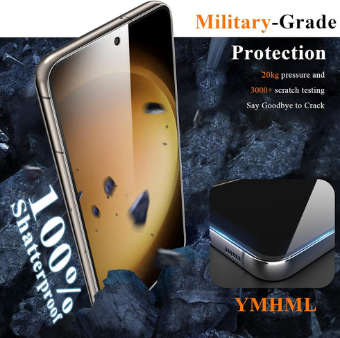 YMHML 3 Pack Tempered Glass Screen Protector for Samsung Galaxy S23, Upgrade Fingerprint Unlock, HD Clear