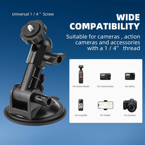 Pocket 3 Suction Cup Mount, Windshield Holder Kit for Insta360 X3 X4 X2 GoPro Max Mini Hero 12 11 10 9 8 7 6 5