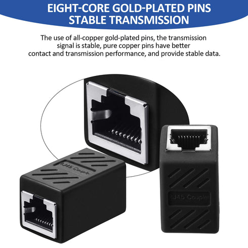 Frienda 10 Pieces RJ45 Coupler, Ethernet Extension Adapter for Cat7/Cat6/Cat5e/Cat5 Network Cable