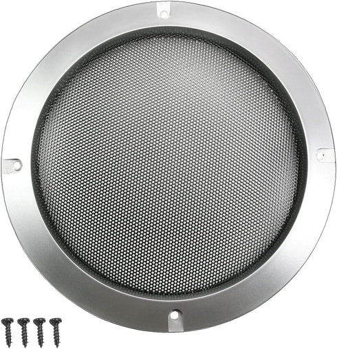Fielect 2Pcs 6.5" Speaker Grill Cover Mesh Decorative Circle SubWoofer Grill Cover with 8 Screws, Silver Metal Trim