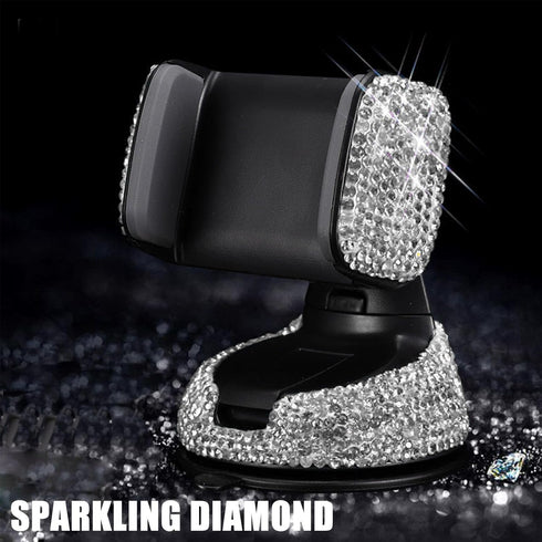 Pack-1 Bling Car Phone Holder, 360 Degrees Adjustable Shiny Car Phone Mount, Universal Crystal Rhinestone Stand