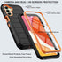 Samsung Galaxy A14 5G Case with Belt Clip Holster, Black/Orange, Built-in Screen Protector & Kickstand, Military Grade