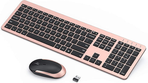 seenda Rechargeable Wireless Keyboard Mouse Combo - Full Size Cordless Keyboard & Mouse with Built-in Lithium Battery