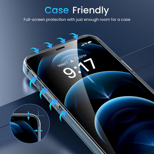 Fotbor iPhone 12 Pro Max Screen Protector & Camera Lens Protector, 3+3 Pack, HD Clear, Tempered Glass, Easy Install,