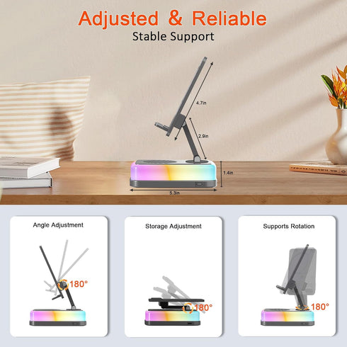 Tatiyana 180 5.3 3000mAh 5 1 Wireless Induction Speaker with Flexible Phone Stand, Bluetooth Speaker for Desk