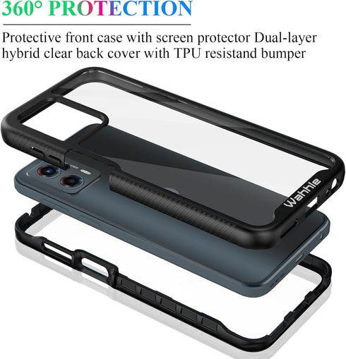 wahhle for Moto G 5G 2023 Case, Full Body Shockproof Slim Fit Bumper Protective Cover with Built-in Screen Protector