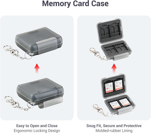 PROfezzion Water-Resistant SD Card Holder Case, Grey Portable 12 Slots for 8 Micro SD & 4 SD/SDXC Cards