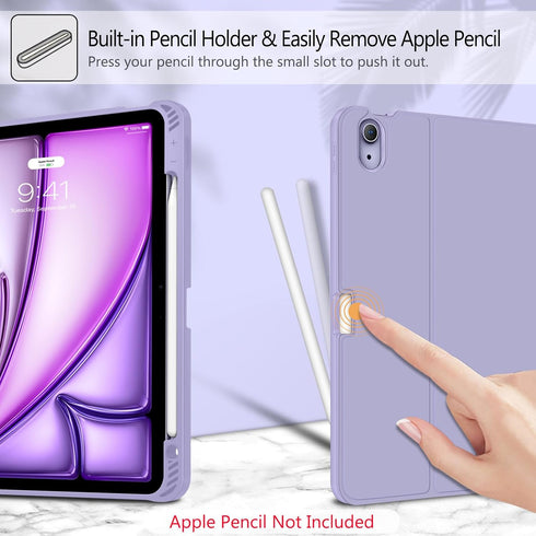 Fintie Keyboard Case for iPad Air 11-inch M2 (2024), Detachable Bluetooth Keyboard, Soft TPU Back Cover, Lilac Purple