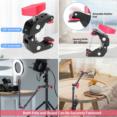 Hemmotop 22in Magic Arm with Clamp, Adjustable Phone Mount Holder for Camera, Mic Arm for Tripod and Desk