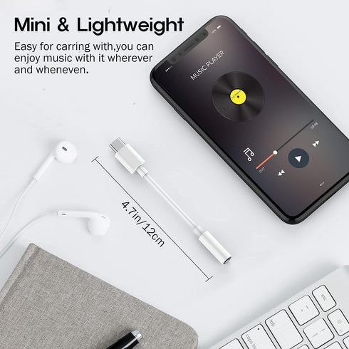 USB C to 3.5mm Headphone Jack Adapter for iPhone 15/15 Pro/Pro Max, Type C Aux Dongle for iPad, Samsung Galaxy