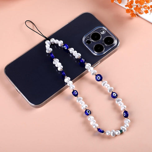 Handmade Evil Eye Beaded Phone Charm, Lanyard Wrist Strap, Gemstone Phone Chain Strap Keychain for Men, Women, Girls -
