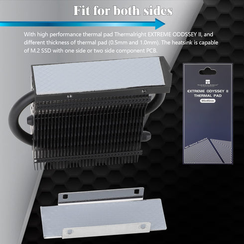 Thermalright HR-09 2280 PRO Black SSD Heatsink, Double-Sided Heat Sink with Thermal Silicone Pad for 2280 SSD