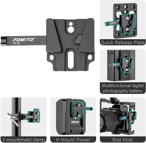 Fomito V-Mount V-Lock Base Station Quick Release Plate VK-02