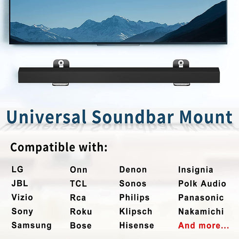 notiela 2 Pack Universal Soundbar Mount Shelf Sound Bar Mounts for Samsung, Sony, LG, Vizio, Bose, Onn and More Soundbar Wall Mount - Sound Bar Mount Under TV