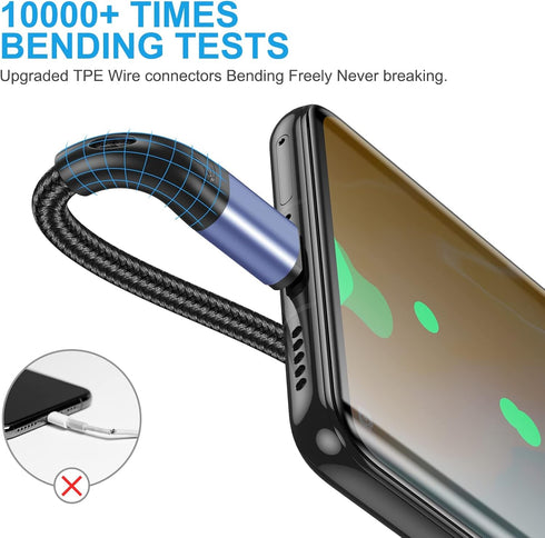 USB Type C Cable Fast Charging,3pack 10ft Premium Nylon Braided 3A Rapid Charger Quick Cord,Type C to A Cable Compatible for Samsung Galaxy S21 S20 S10 S9 S8 Plus,Note 20 10 9 8, LG V50 V40 G8(Blue) by HALIHALL