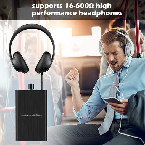 Headphone Amplifier with Bass Boost, Support 3.5mm AUX and Type-C for Mac, Phones, iPad, Xbox