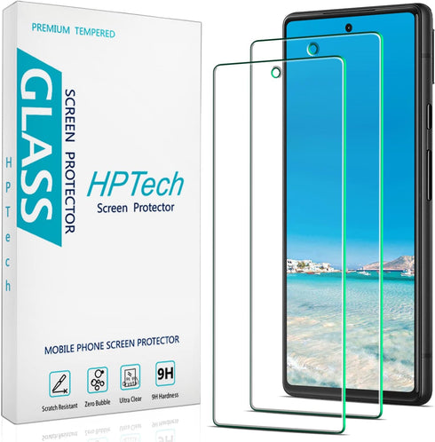 HPTech Tempered Glass Screen Protector for Google Pixel 6a 5G (2 Pack) - Anti-Scratch, Bubble-Free, Case Friendly.