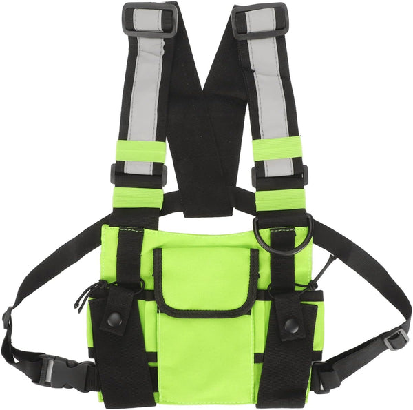 Radio Harness Chest Rig Bag by FLEXMAN, Oxford Cloth Pocket Pack Holster with Reflective Strips