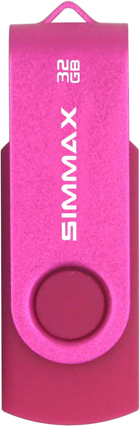 SIMMAX 3 Pack 32GB 2.0 (32GB Memory Stick USB Flash Drives Swivel Thumb Drive Pen Drive Pink Blue Green)