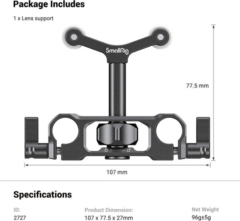 SMALLRIG Universal 15mm LWS Rod Mount Lens Support Bracket for DSLR Camera Shoulder Rig - 2727