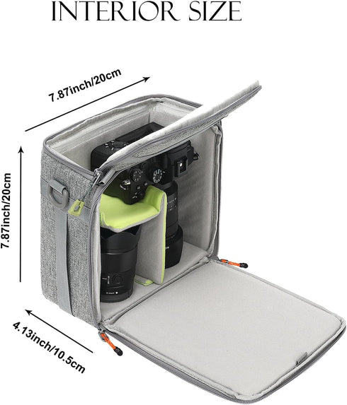 Mini SLR Camera Insert Bag, Shockproof & Pressure-proof Dual Opening Lens Cube Case, Compatible for Canon, Sony, Fuji
