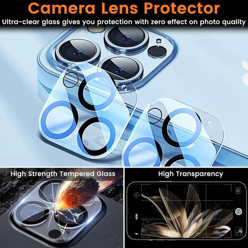3+3 Pack Privacy Screen Protector for iPhone 13 Pro Max 6.7-Inch with 3 Pack Camera Lens Protector, Anti Spy Tempered