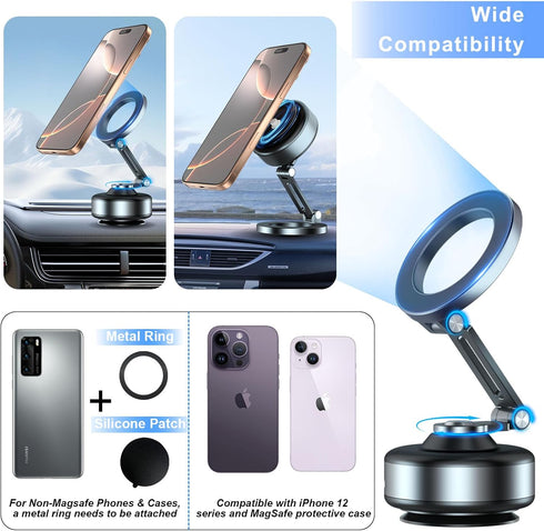 Kehuitry 360 17pro/16/15/14/13 Upgrade Electric Vacuum Magnetic Phone Holder for Car, Rotating Car Phone Mount