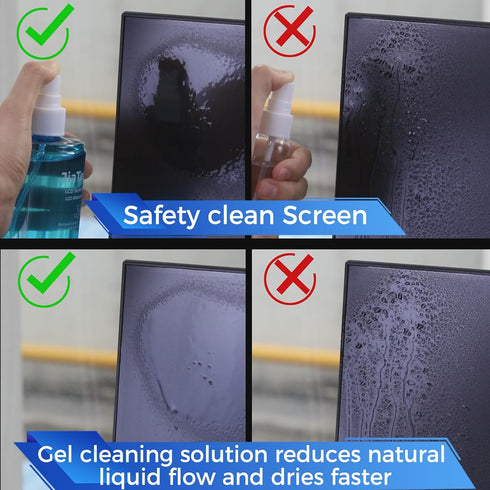 Non-Drip Touchscreen TV Screen Cleaner Spray with Wipe Cloth for LCD LED Dis, Laptop, Phone, Tablet (200 ml/6.7oz)