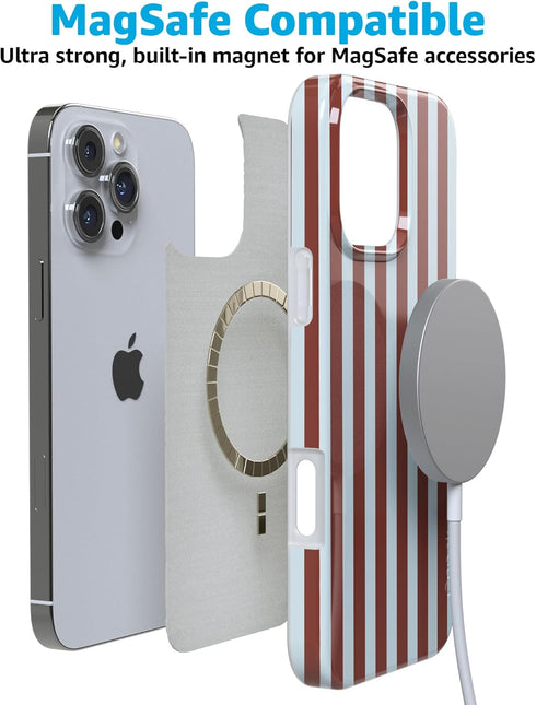 Casely 16 iPhone Pro Case | Sunday in Brooklyn | Blue Stripes | Compatible with MagSafe | Classic Ultra Slim Design