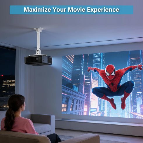 Vphom 3-in-1 Universal Projector Mount Ceiling/Wall - Projector Bracket with Extension Pole & Cable Ties