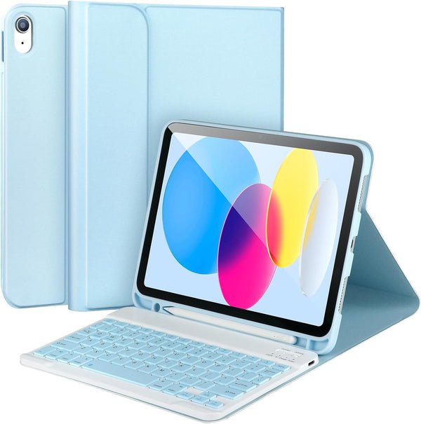 Keyboard Case for iPad 10th Gen 2022 10.9’’, Detachable Bluetooth Keyboard Case with Pencil Holder for iPad 10th