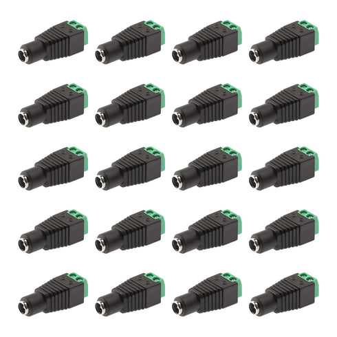 20Pcs Female 12V DC Power Connector, 5.5mm x 2.1mm Barrel Adapter for LED Light Strip CCTV Security Camera Monitoring