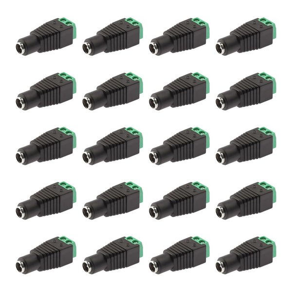 20Pcs Female 12V DC Power Connector, 5.5mm x 2.1mm Barrel Adapter for LED Light Strip CCTV Security Camera Monitoring